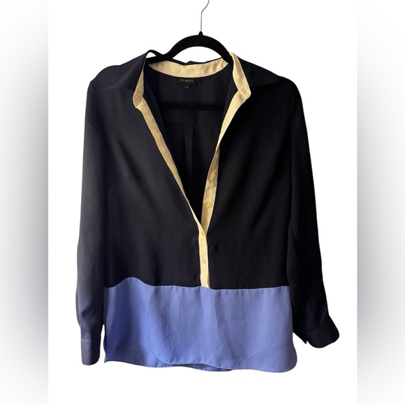 Talbots Color block Long Sleeve Blouse - Picture 1 of 5